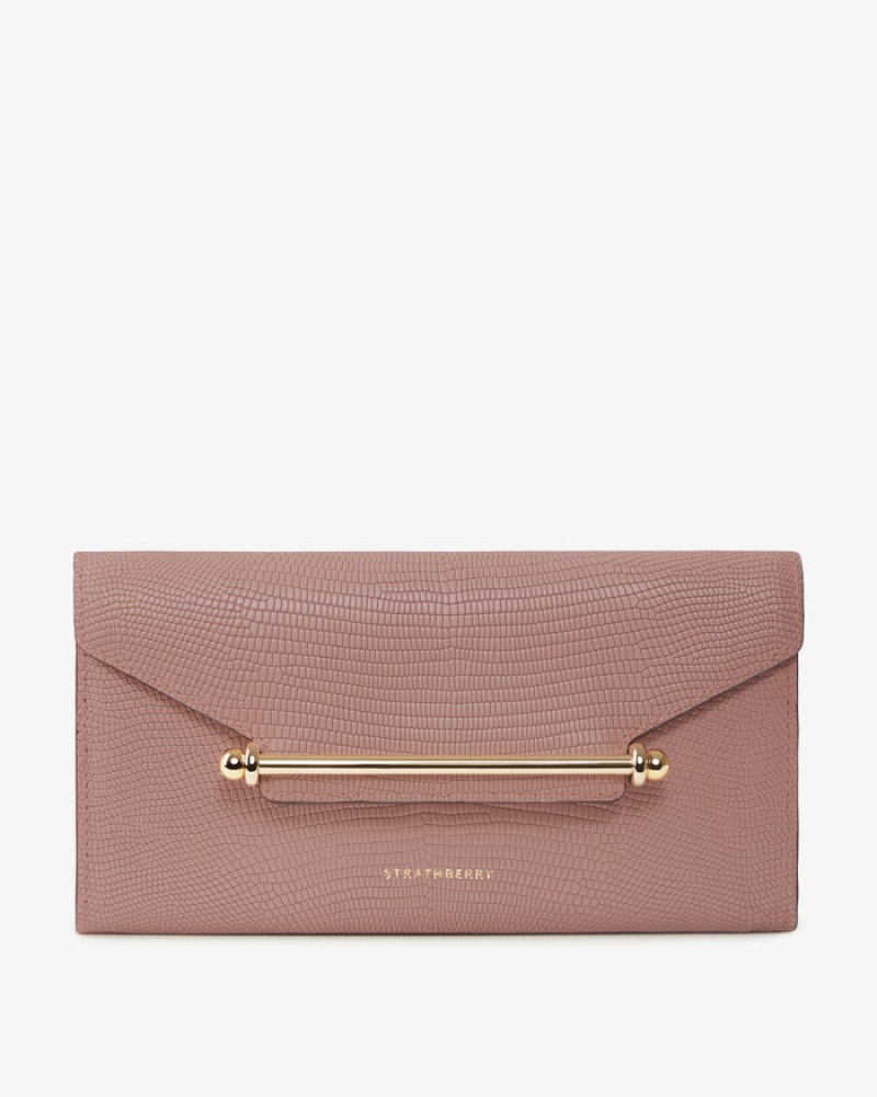 Rose Strathberry Multrees Chain Wallet Lizard-Embossed Leather Mini Bag | UK VGAD-32910