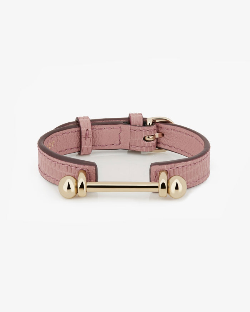 Rose Strathberry Music Bar Lizard-Embossed Leather Bracelet | UK SIMZ-97862