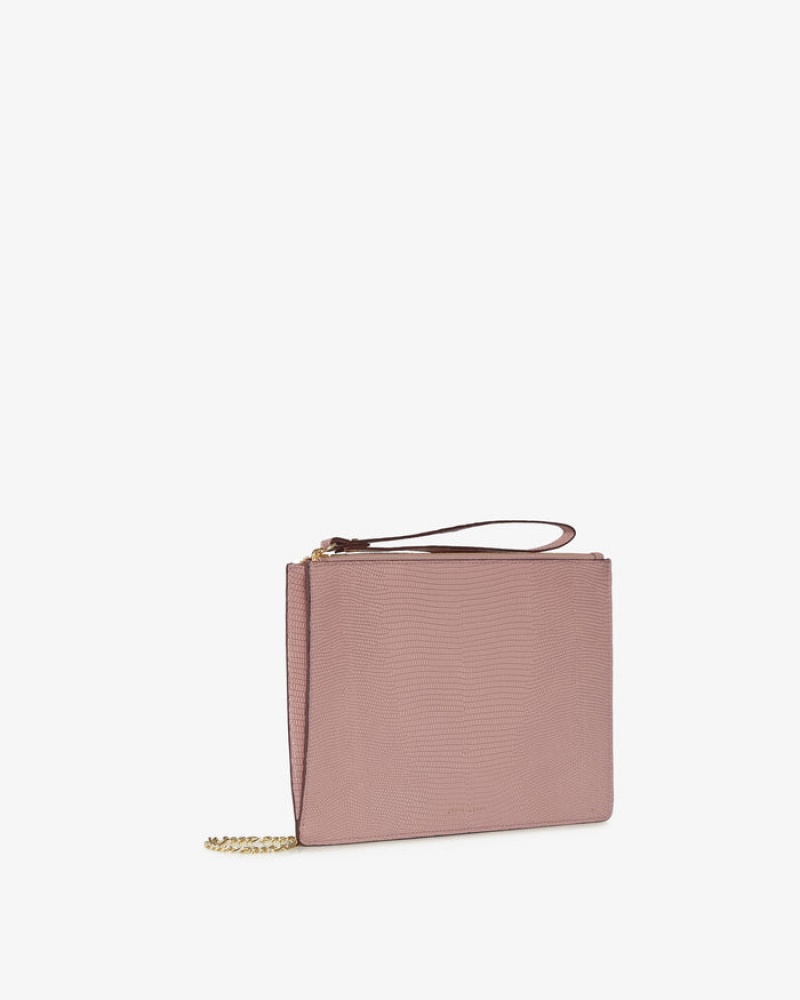 Rose Strathberry Pouch On A Chain Lizard-Embossed Leather Mini Bag | UK HGFJ-85140