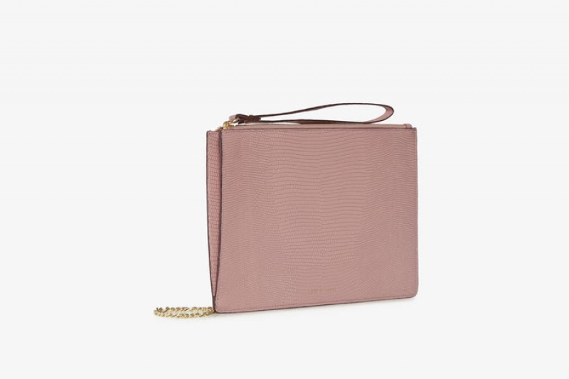 Rose Strathberry Pouch On A Chain Lizard-Embossed Leather Mini Bag | UK HGFJ-85140