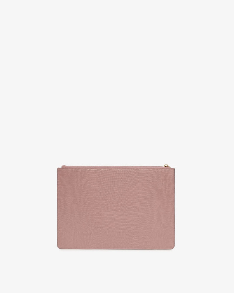 Rose Strathberry Pouch On A Chain Lizard-Embossed Leather Crossbody Bag | UK FEXJ-18537