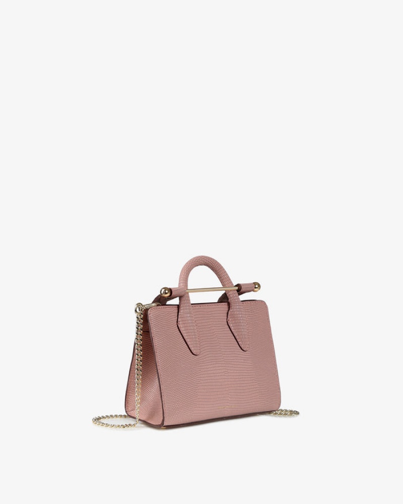 Rose Strathberry The Nano Tote Lizard-Embossed Leather Mini Bag | UK BRNE-90574