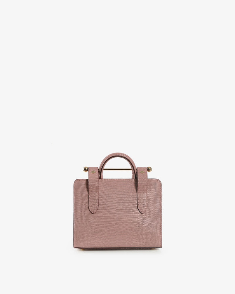 Rose Strathberry The Nano Tote Lizard-Embossed Leather Top Handle Bag | UK IYPE-73089