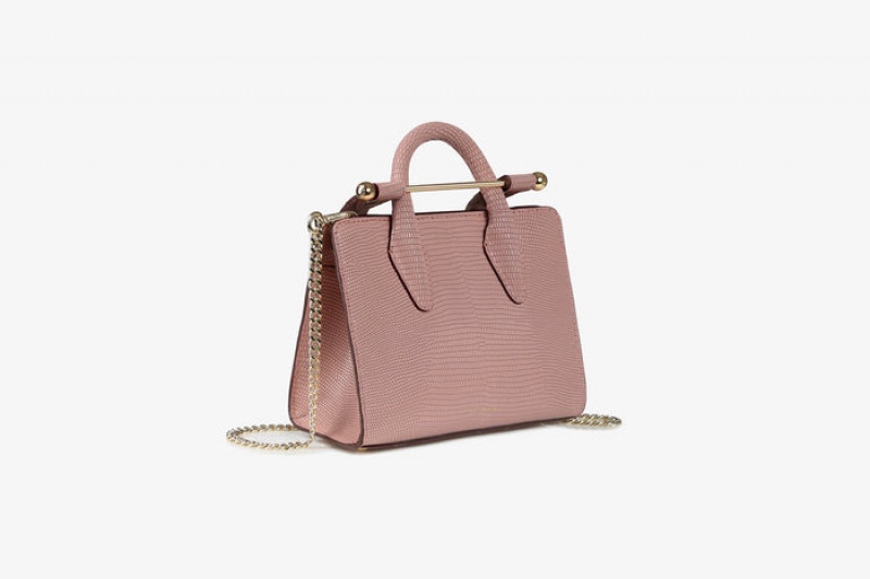 Rose Strathberry The Nano Tote Lizard-Embossed Leather Top Handle Bag | UK IYPE-73089