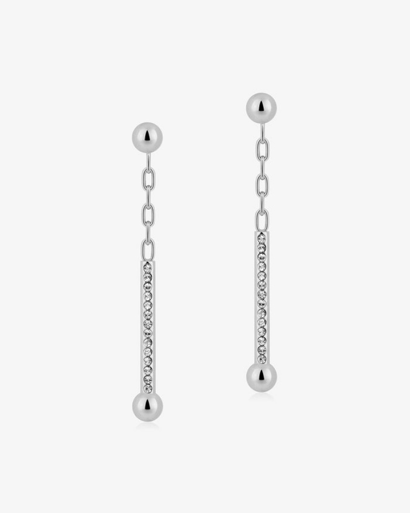 Silver Strathberry Crystal Music Drop Earrings | UK ODMN-73195