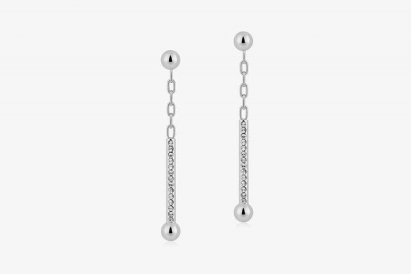 Silver Strathberry Crystal Music Drop Earrings | UK ODMN-73195