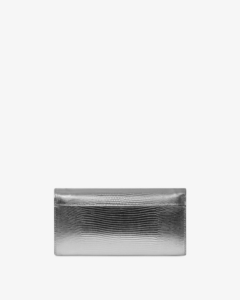 Silver Strathberry Multrees Chain Lizard-Embossed Leather Wallet | UK YQOX-45168