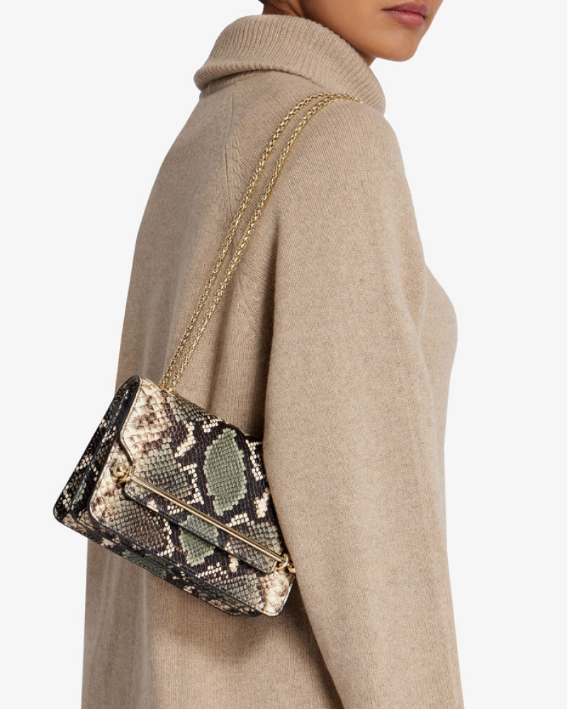 Snake Strathberry East/West Mini Embossed Leather Crossbody Bag | UK QTPH-36574