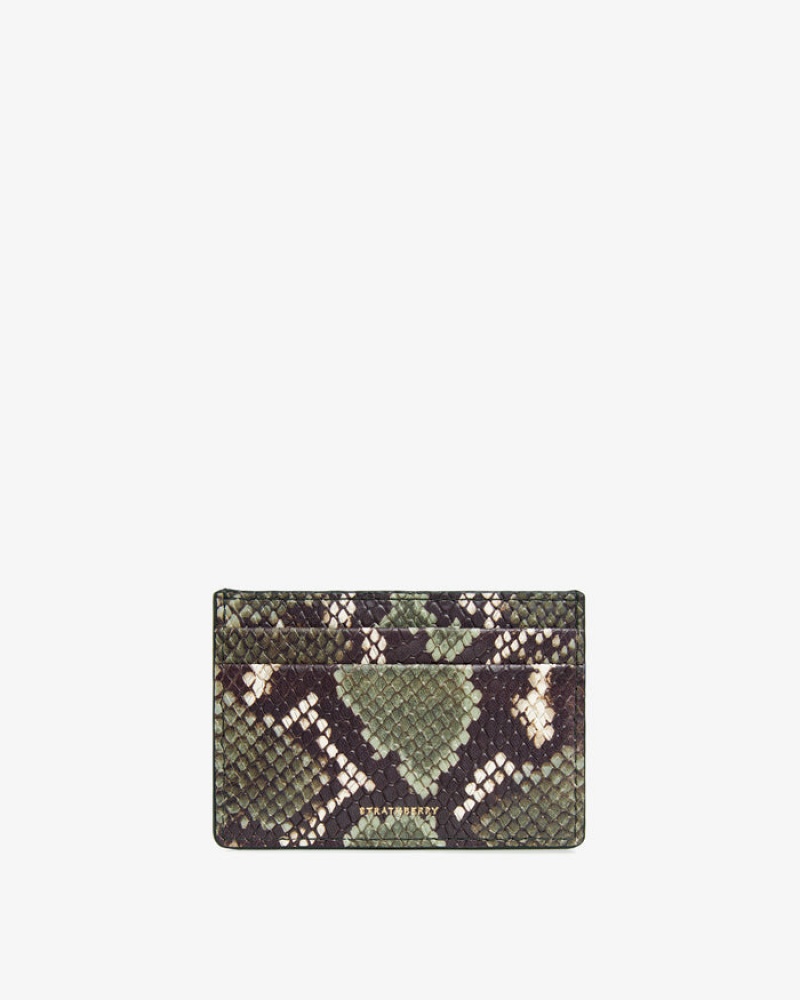 Snake Strathberry Embossed Leather Card Holder | UK VGWA-10729