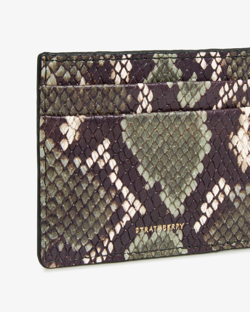 Snake Strathberry Embossed Leather Card Holder | UK VGWA-10729