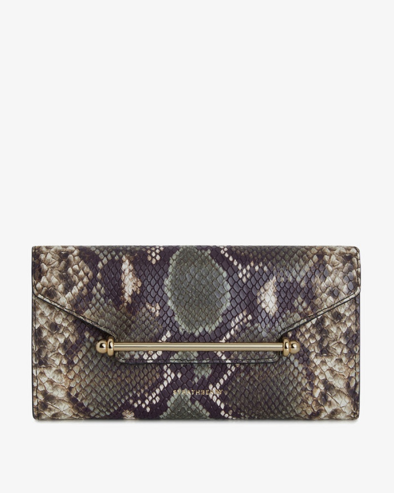 Snake Strathberry Multrees Chain Embossed Leather Wallet | UK LTHX-47032