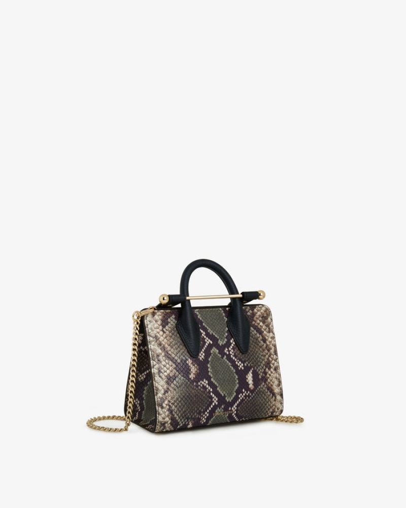 Snake Strathberry The Nano Tote Embossed Leather Mini Bag | UK EXKI-08419