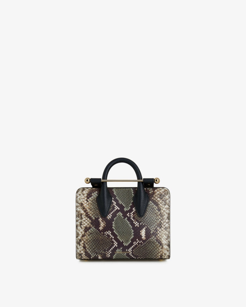 Snake Strathberry The Nano Tote Embossed Leather Mini Bag | UK EXKI-08419