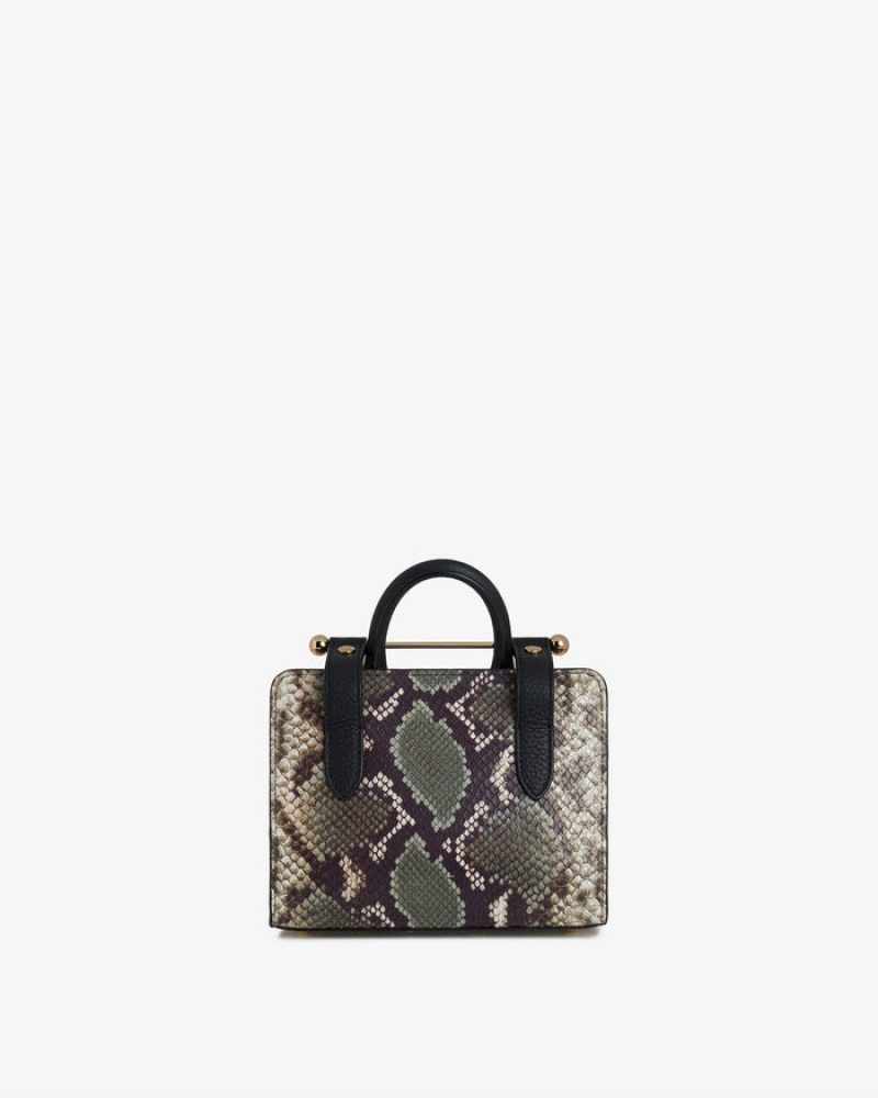 Snake Strathberry The Nano Tote Embossed Leather Mini Bag | UK EXKI-08419