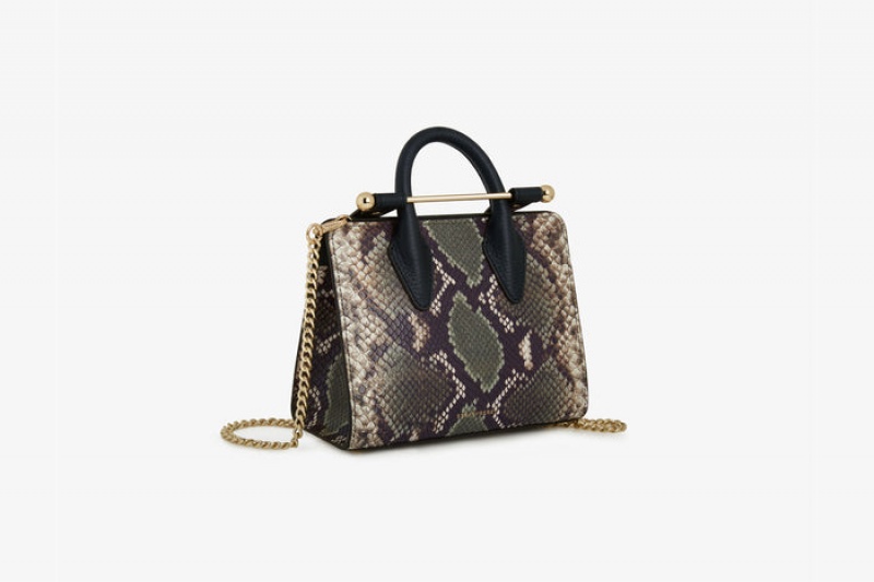 Snake Strathberry The Nano Tote Embossed Leather Mini Bag | UK EXKI-08419