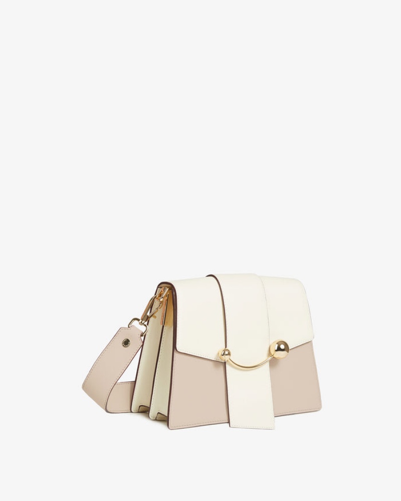 White Beige Strathberry Box Crescent Crossbody Bag | UK ASFN-26598