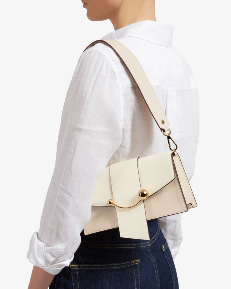 White Beige Strathberry Crescent Mini Bag | UK NROC-54869