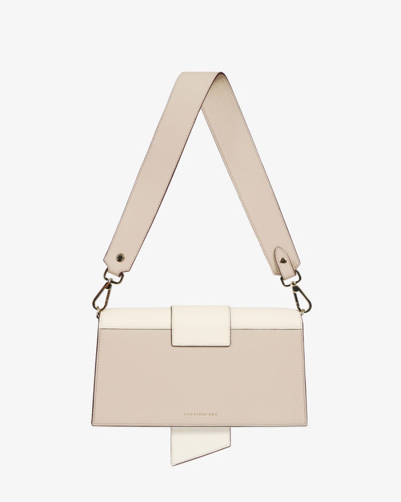 White Beige Strathberry Crescent Mini Bag | UK NROC-54869