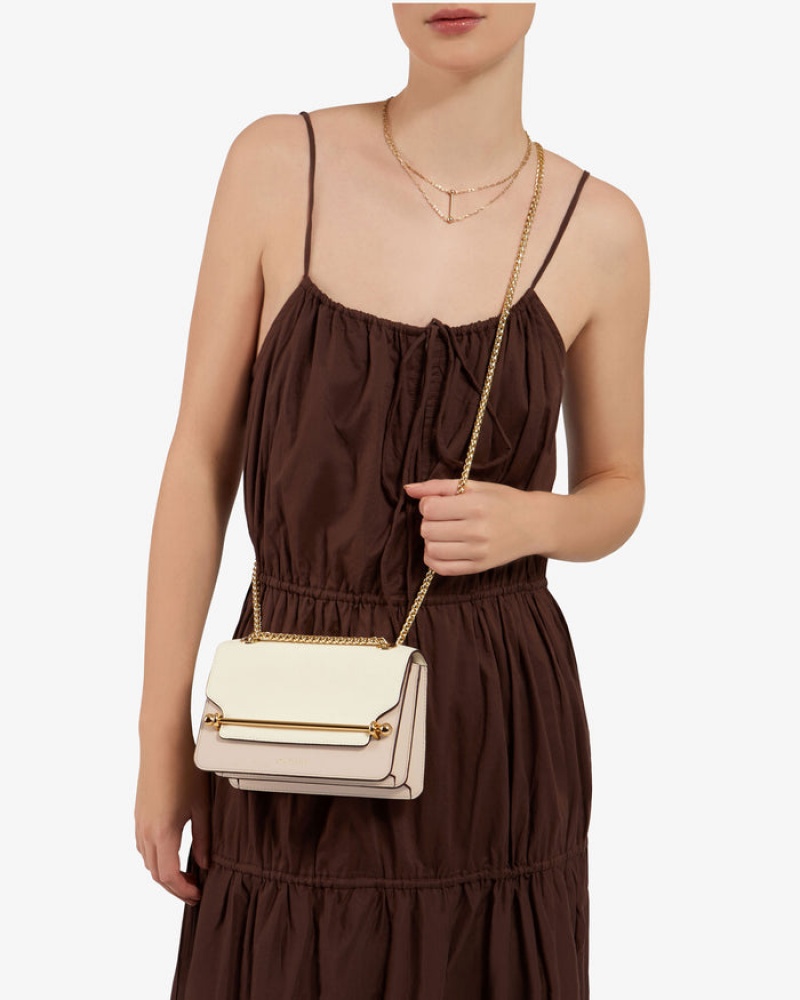 White Beige Strathberry East/West Mini Crossbody Bag | UK XKYV-14926