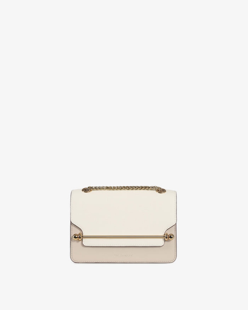 White Beige Strathberry East/West Mini Crossbody Bag | UK XKYV-14926