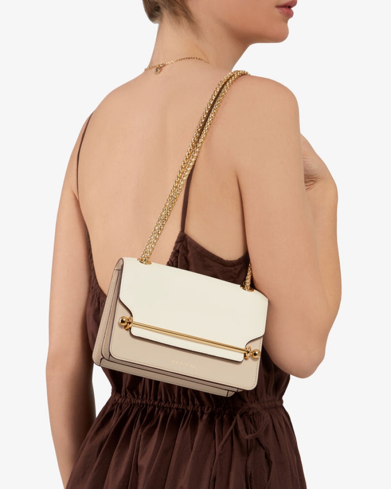 White Beige Strathberry East/West Mini Crossbody Bag | UK XKYV-14926