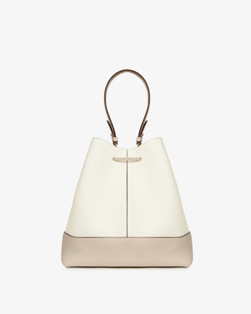 White Beige Strathberry Lana Osette Midi Top Handle Bag | UK LINP-23054