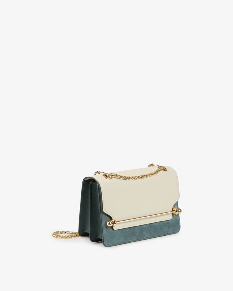 White Blue Strathberry East/West Leather/Suede Mini Bag | UK BJAZ-61890