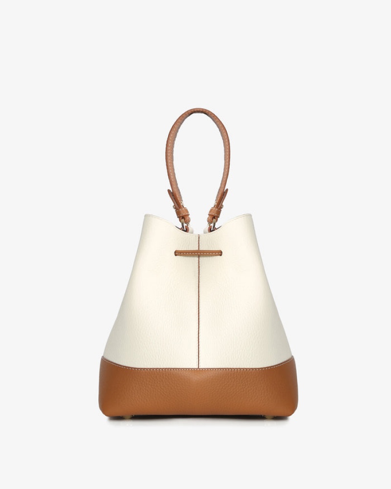 White Brown Strathberry Lana Osette Midi Top Handle Bag | UK YBKD-04267