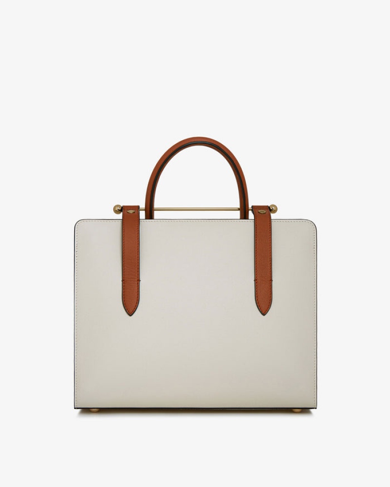 White Brown Strathberry The Midi Tote Crossbody Bag | UK MBYZ-78905