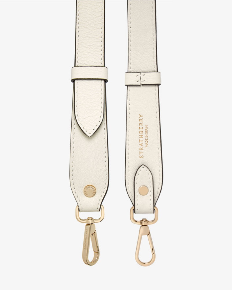 White Strathberry Adjustable Leather Bag Strap | UK UXKC-73652