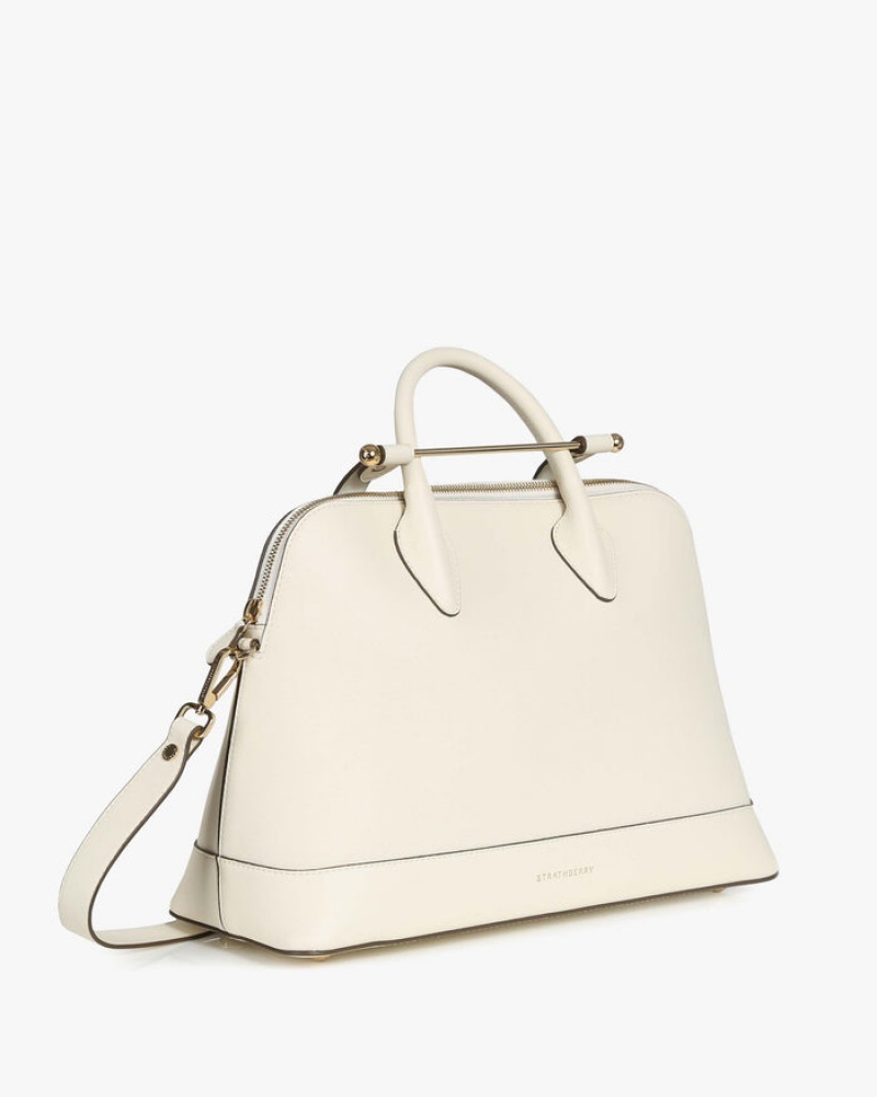 White Strathberry Dome Midi Top Handle Bag | UK IMLG-72640