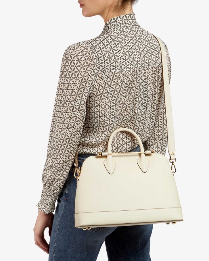 White Strathberry Dome Midi Top Handle Bag | UK IMLG-72640