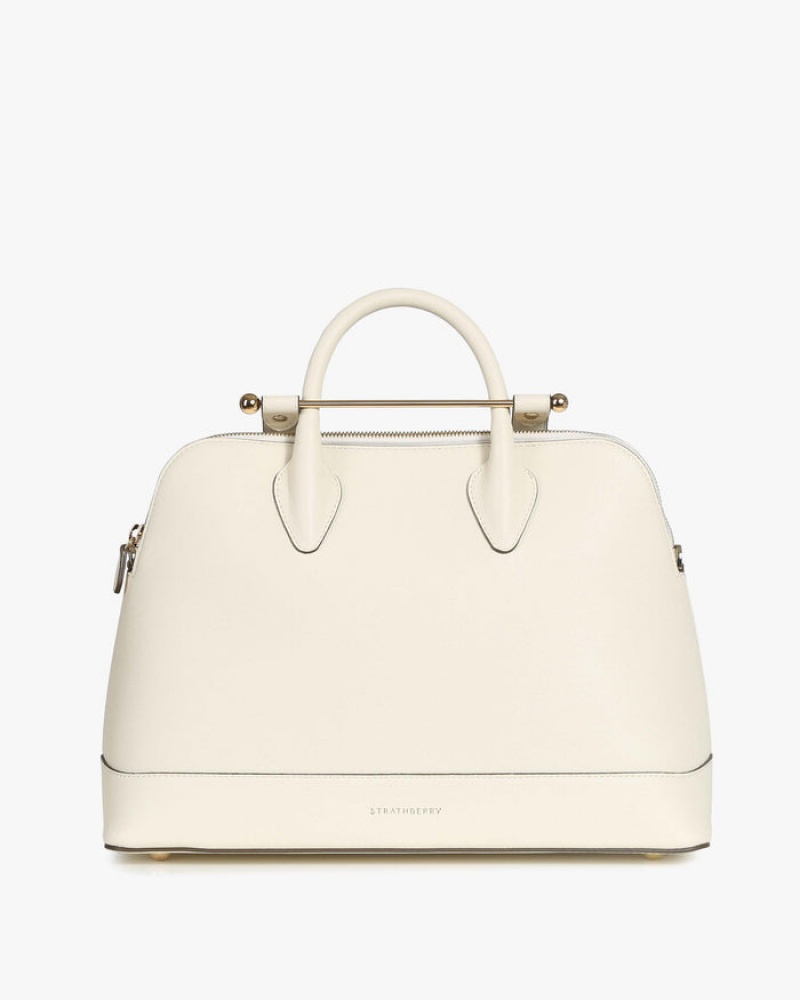 White Strathberry Dome Midi Top Handle Bag | UK IMLG-72640