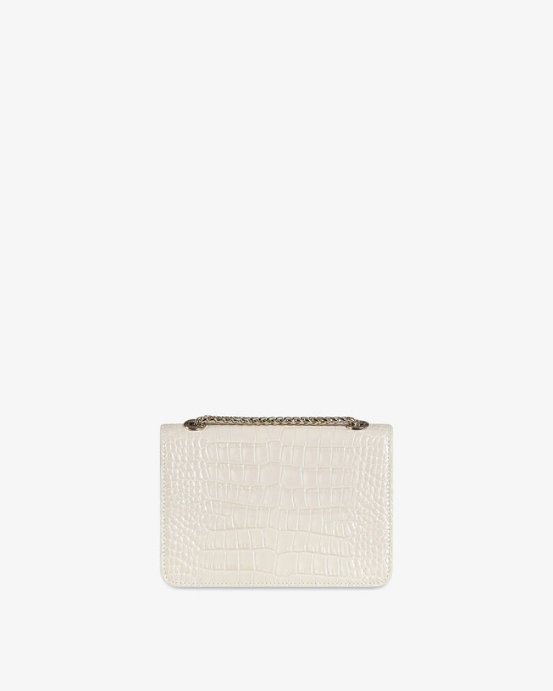 White Strathberry East/West Croc-Embossed Leather Mini Bag | UK VIDH-26139