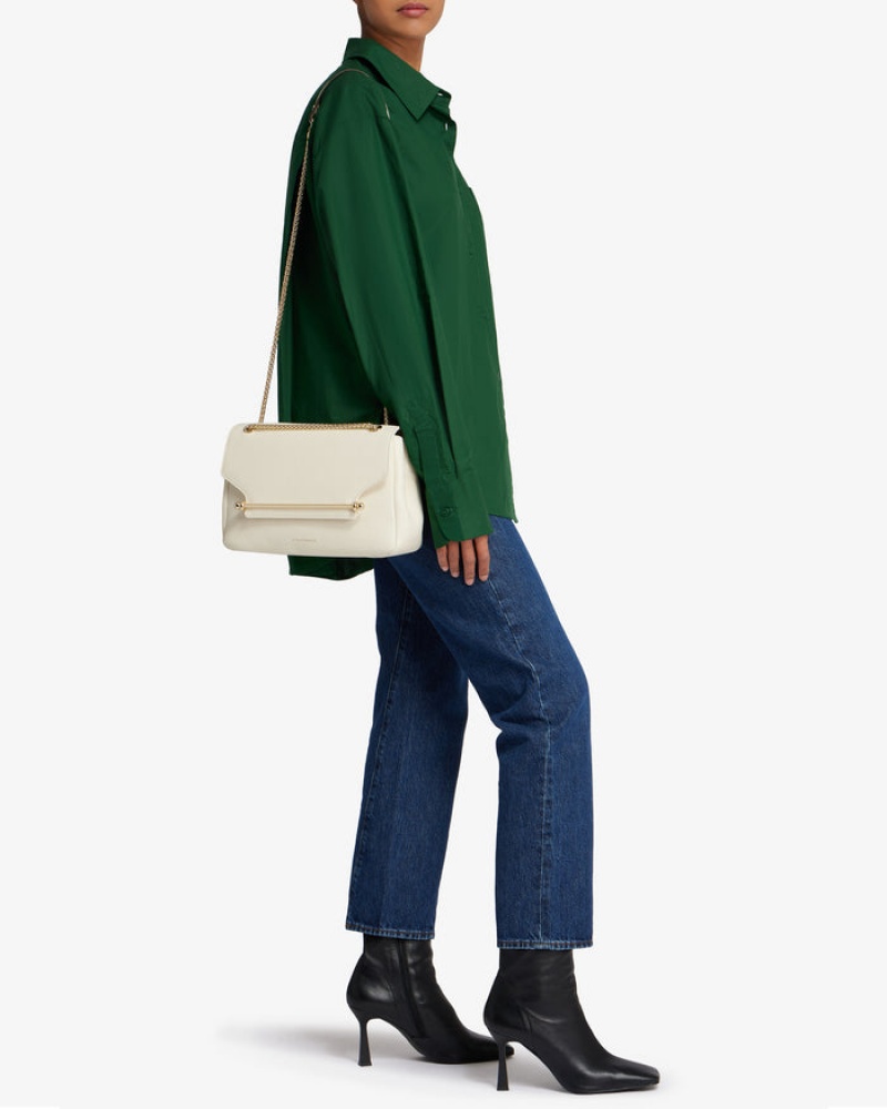 White Strathberry East/West Soft Shoulder Bag | UK UMJX-74350