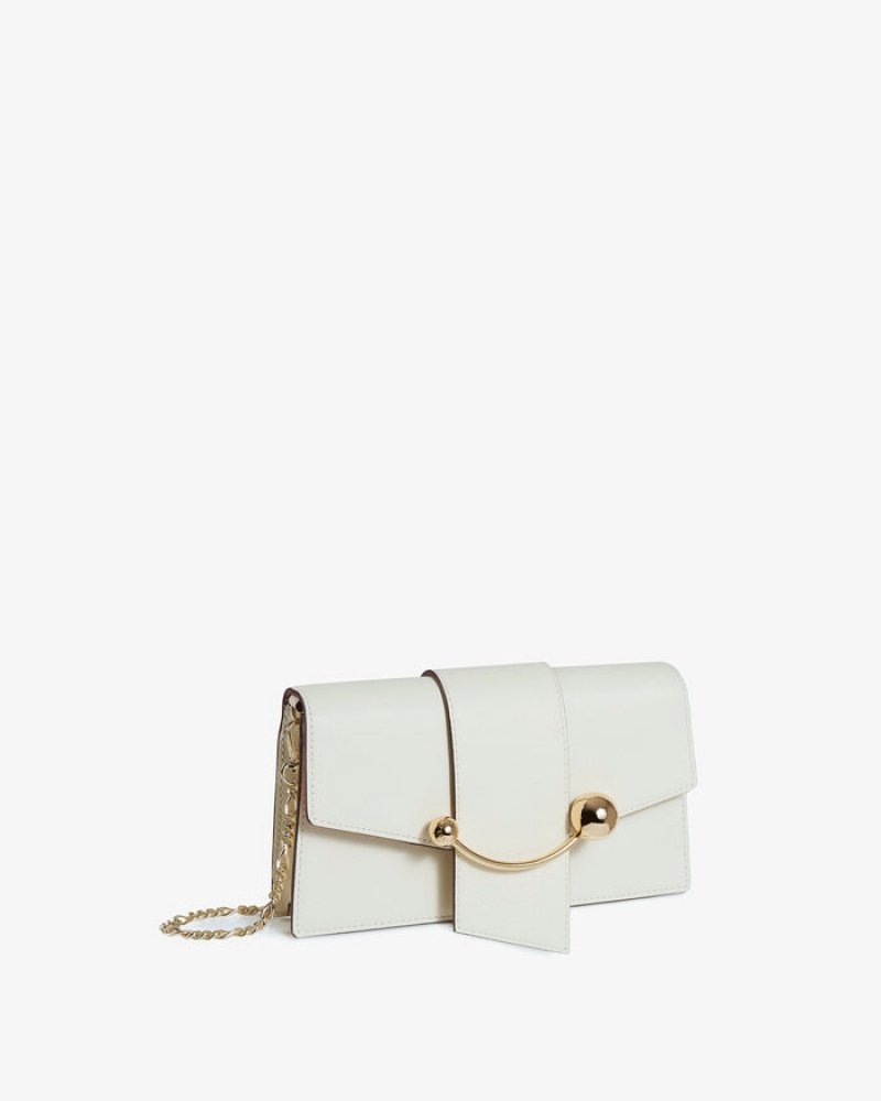 White Strathberry Lny Crescent On A Chain With Edge Mini Bag | UK AZBX-60524