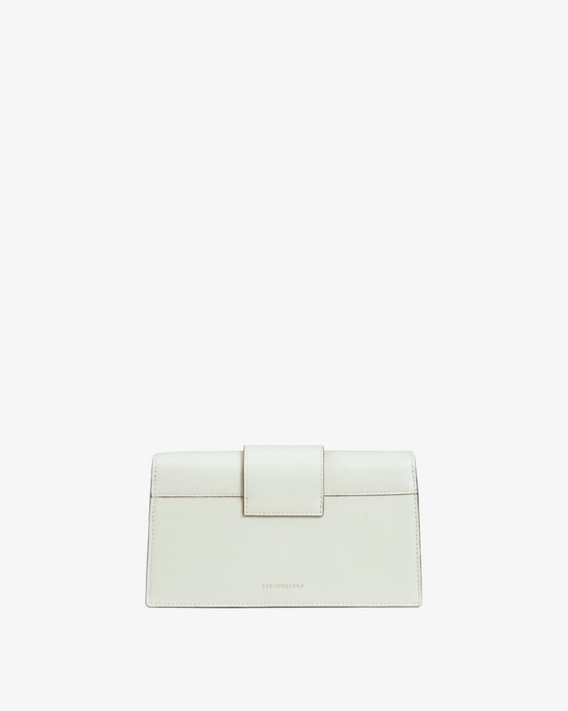 White Strathberry Lny Crescent On A Chain With Edge Crossbody Bag | UK PNJY-95367