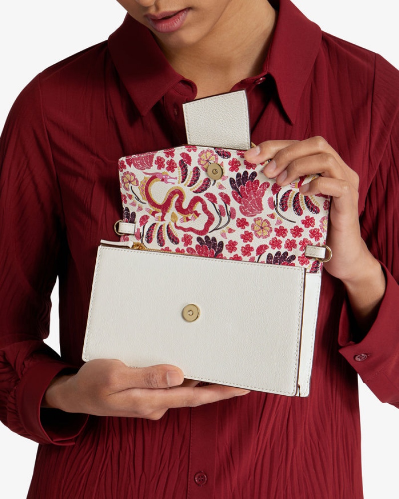 White Strathberry Lny Crescent On A Chain With Edge Clutch Bag | UK WSLM-53804