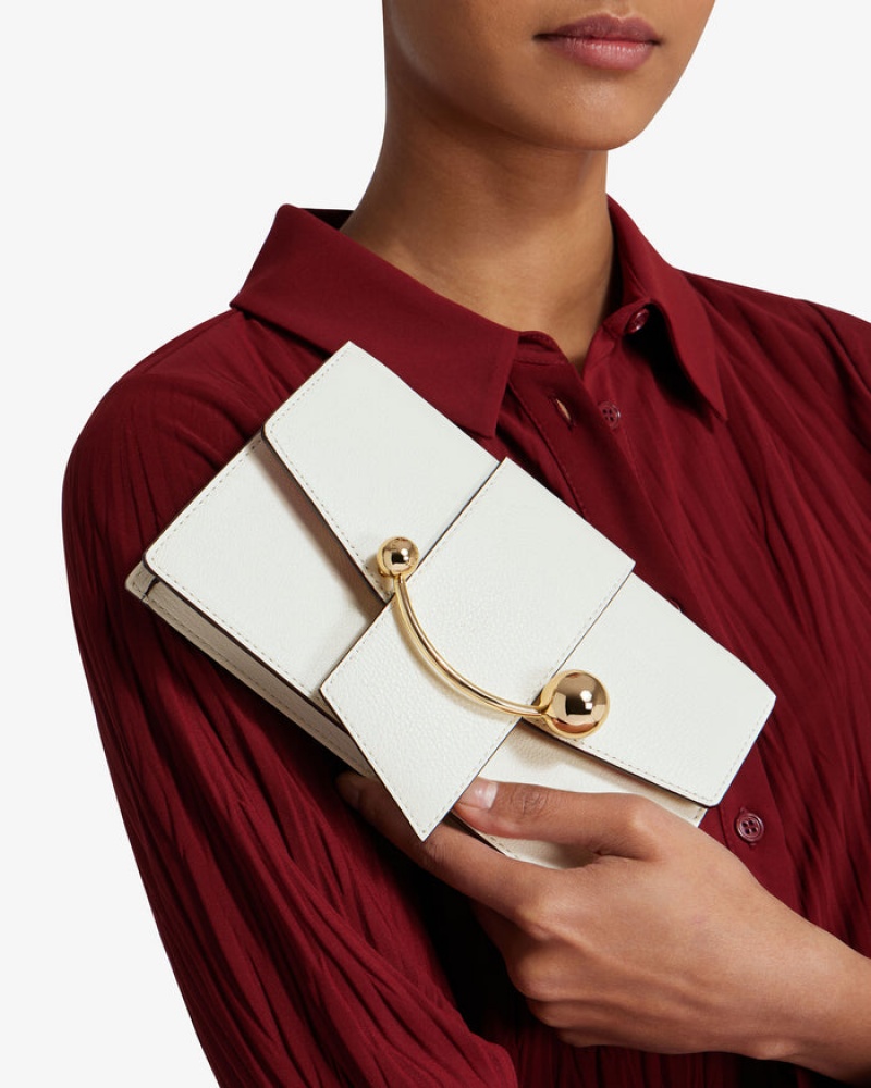 White Strathberry Lny Crescent On A Chain With Edge Clutch Bag | UK WSLM-53804