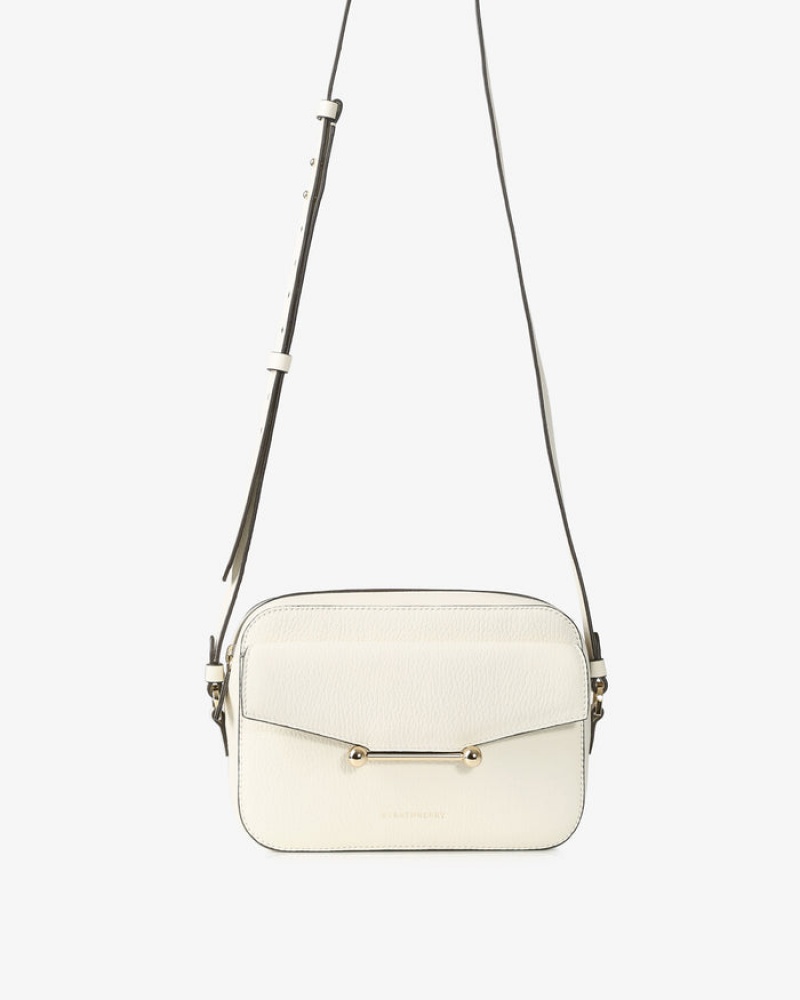 White Strathberry Mosaic Camera Shoulder Bag | UK IDHT-98617