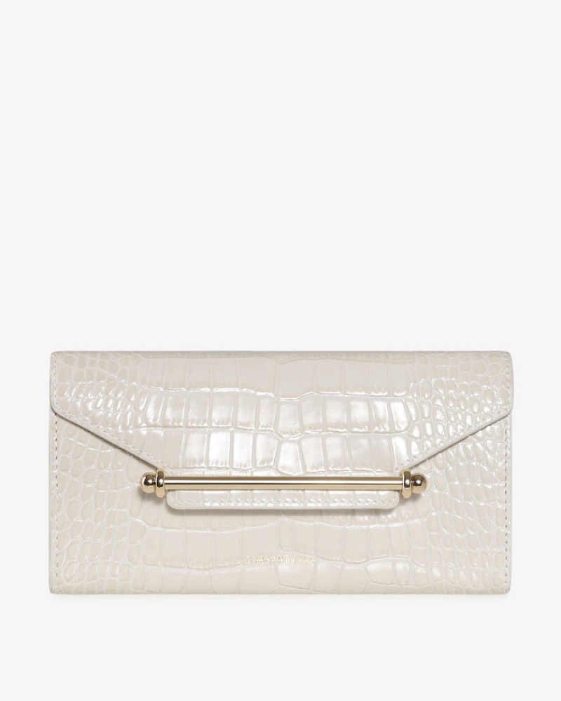 White Strathberry Multrees Chain Croc-Embossed Leather Wallet | UK DLSH-74231