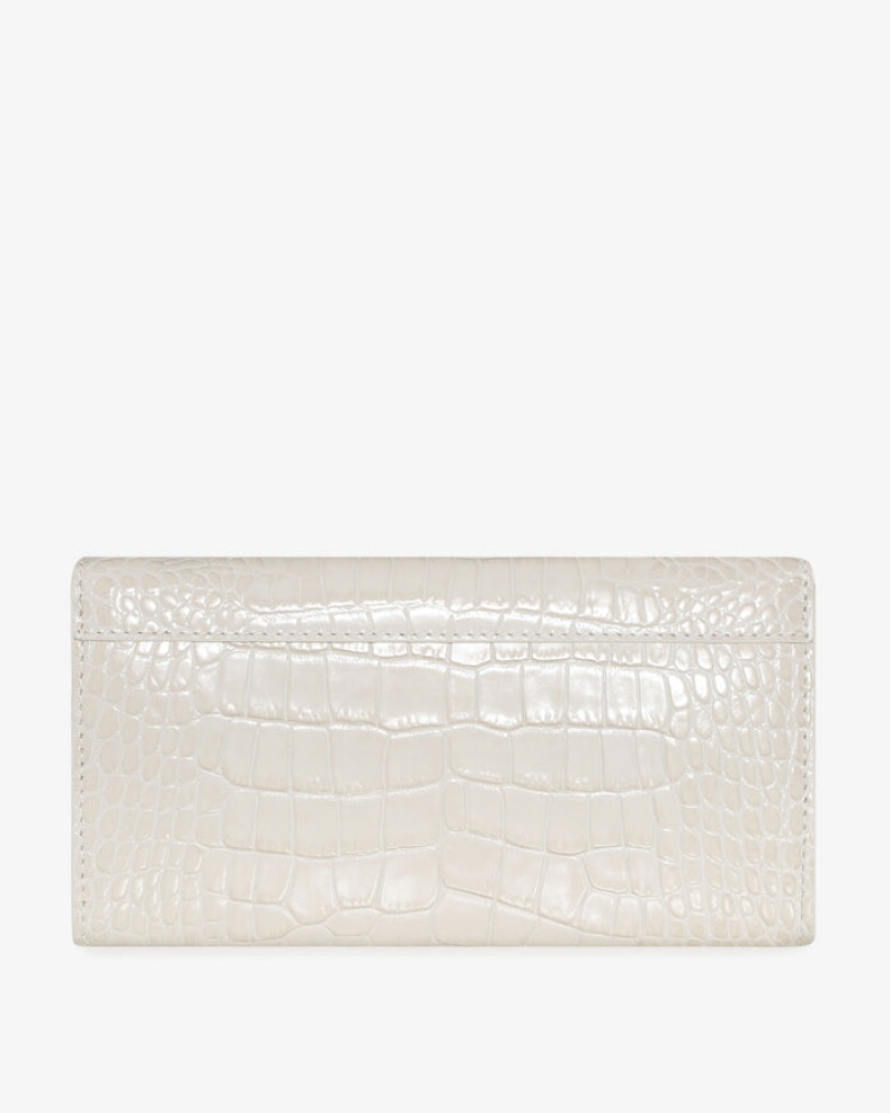 White Strathberry Multrees Chain Croc-Embossed Leather Wallet | UK DLSH-74231