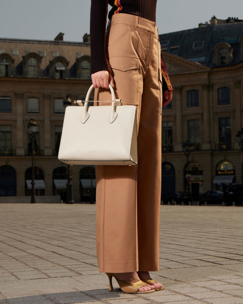 White Strathberry The Midi Tote Crossbody Bag | UK BSYV-05738