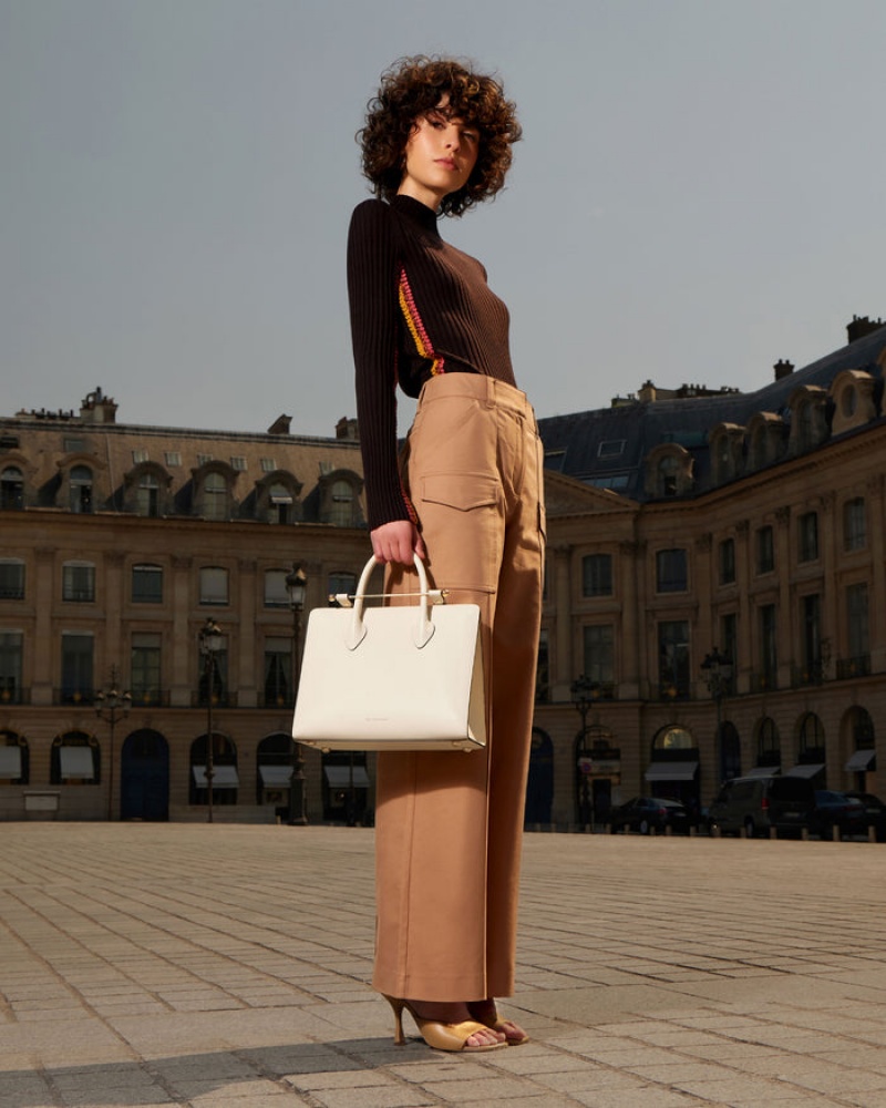 White Strathberry The Midi Tote Crossbody Bag | UK BSYV-05738