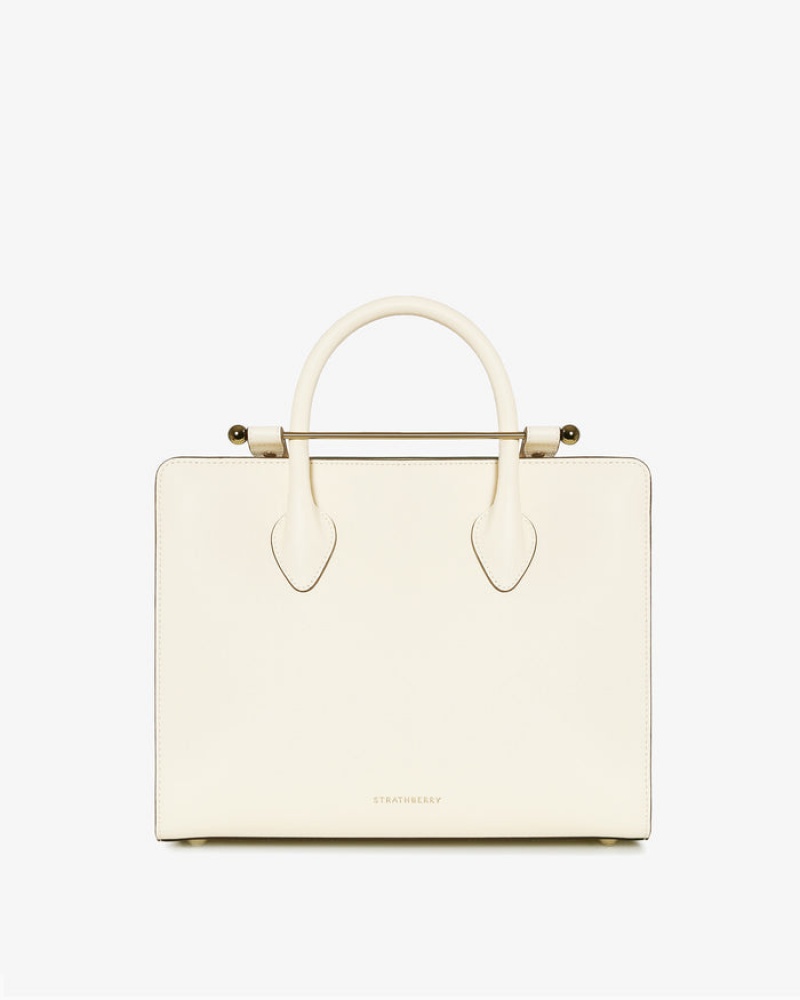 White Strathberry The Midi Tote Crossbody Bag | UK BSYV-05738