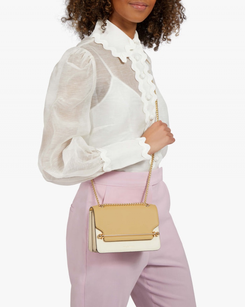 Yellow White Strathberry East/West Mini Crossbody Bag | UK FIAW-82306